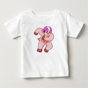 Pig at Football Sports Baby T-Shirt