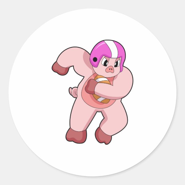 Pig at Football Sports Classic Round Sticker (Front)