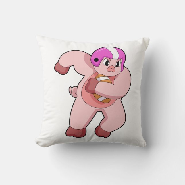 Pig at Football Sports Cushion (Front)