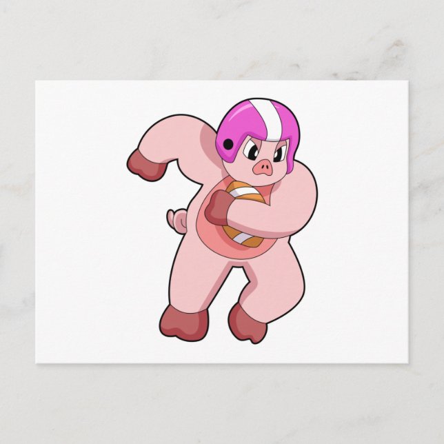 Pig at Football Sports Postcard (Front)