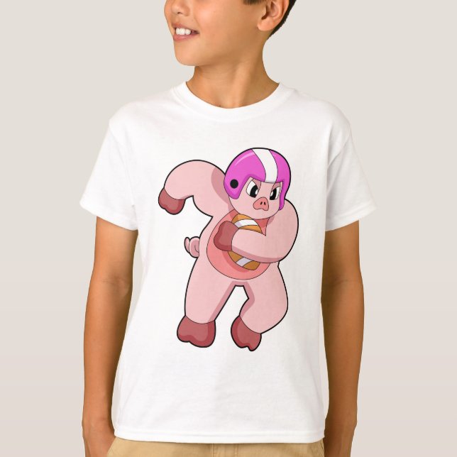 Pig at Football Sports T-Shirt (Front)