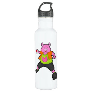 Pig at Handball player with Handball 710 Ml Water Bottle