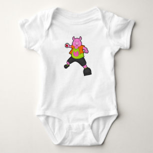Pig at Handball player with Handball Baby Bodysuit