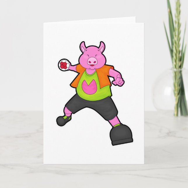 Pig at Handball player with Handball Card (Front)