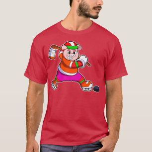 Pig at Ice hockey with Ice hockey stick 1 T-Shirt