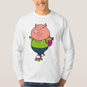 Pig at Inline skating with Roller skates T-Shirt