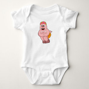 Pig at Jumping into Water Baby Bodysuit