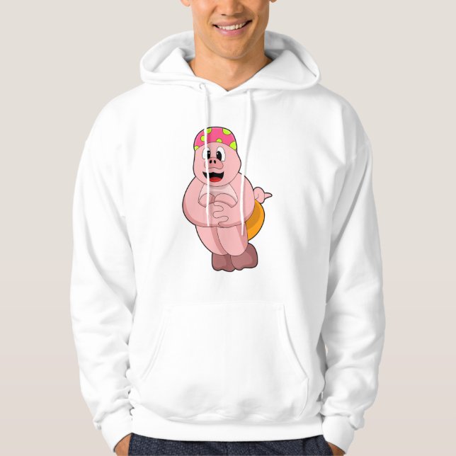 Pig at Jumping into Water Hoodie (Front)