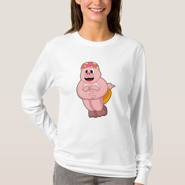 Pig at Jumping into Water T-Shirt (Front)