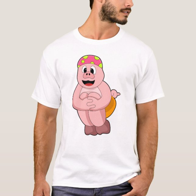 Pig at Jumping into Water T-Shirt (Front)