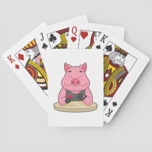 Pig at Poker with Poker cards