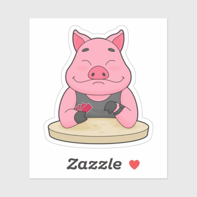 Pig at Poker with Poker cards (Sheet)