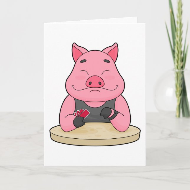 Pig at Poker with Poker cards (Front)