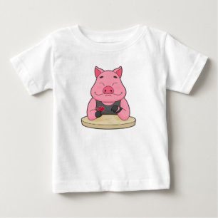 Pig at Poker with Poker cards Baby T-Shirt