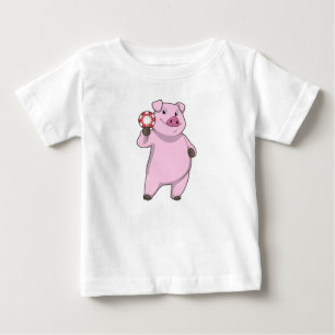 Pig at Poker with Poker chips Baby T-Shirt