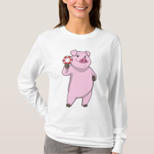 Pig at Poker with Poker chips T-Shirt
