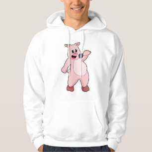 Pig at Singing with Microphone Hoodie