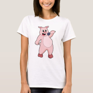 Pig at Singing with Microphone T-Shirt