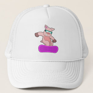 Pig at Snowboard Sports & Ski goggles Trucker Hat
