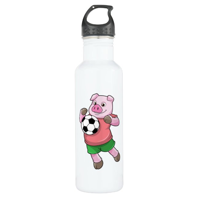 Pig at Soccer Sports 710 Ml Water Bottle (Front)