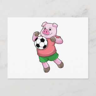 Pig at Soccer Sports Postcard