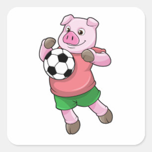 Pig at Soccer Sports Square Sticker