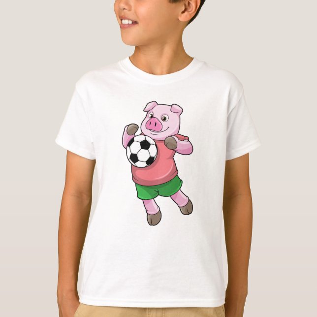 Pig at Soccer Sports T-Shirt (Front)