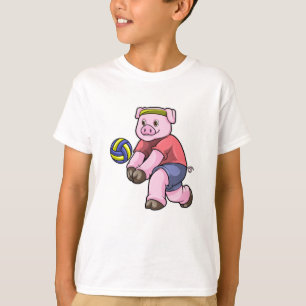 Pig at Sports with Volleyball T-Shirt