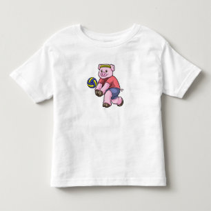 Pig at Sports with Volleyball Toddler T-Shirt