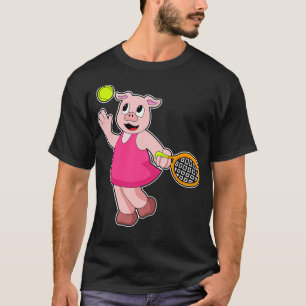 Pig at Tennis with Tennis racket 1 T-Shirt