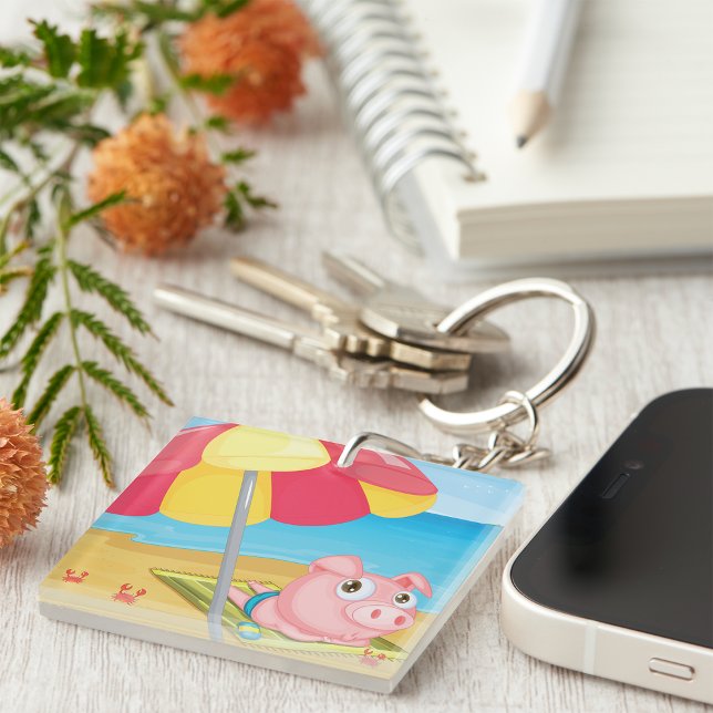 Pig At The Beach Keychain (Creator Uploaded)