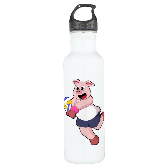 Pig at Volleyball Sports 710 Ml Water Bottle (Front)