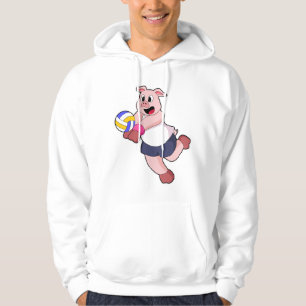 Pig at Volleyball Sports Hoodie