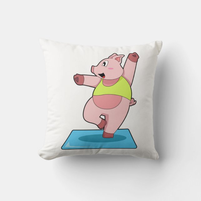 Pig at Yoga Fitness Cushion (Front)