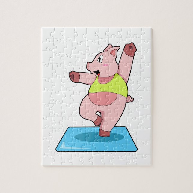 Pig at Yoga Fitness Jigsaw Puzzle (Vertical)