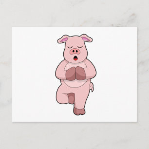 Pig at Yoga on a Leg Postcard