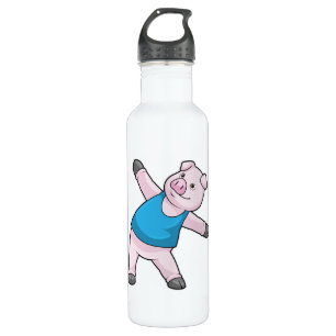 Pig at Yoga Stretching 710 Ml Water Bottle