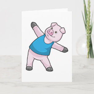 Pig at Yoga Stretching Card