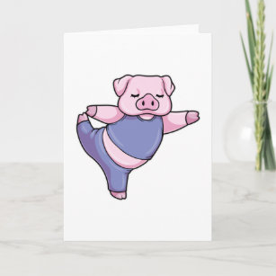 Pig at Yoga Stretching Legs Card