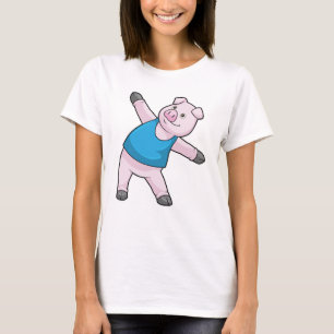 Pig at Yoga Stretching T-Shirt