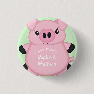 Pig Baby Shower Farm 3 Cm Round Badge
