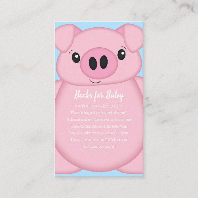 Pig Baby Shower Farm Blue Boy Enclosure Card (Front)