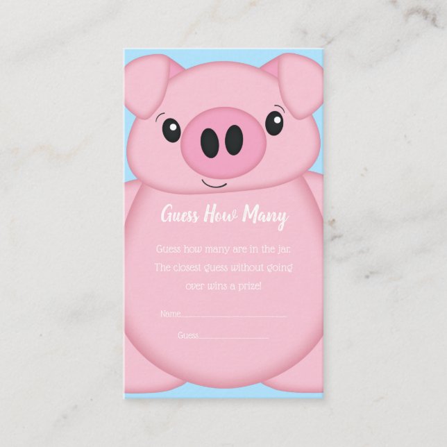 Pig Baby Shower Farm Blue Boy Enclosure Card (Front)