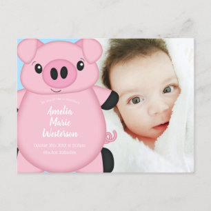 Pig Baby Shower Farm Blue Boy Postcard