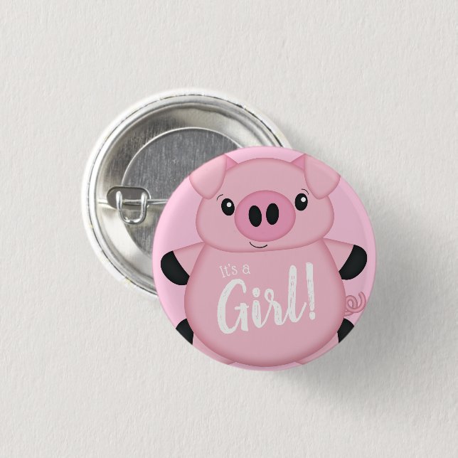 Pig Baby Shower Farm Pink Girl  3 Cm Round Badge (Front & Back)