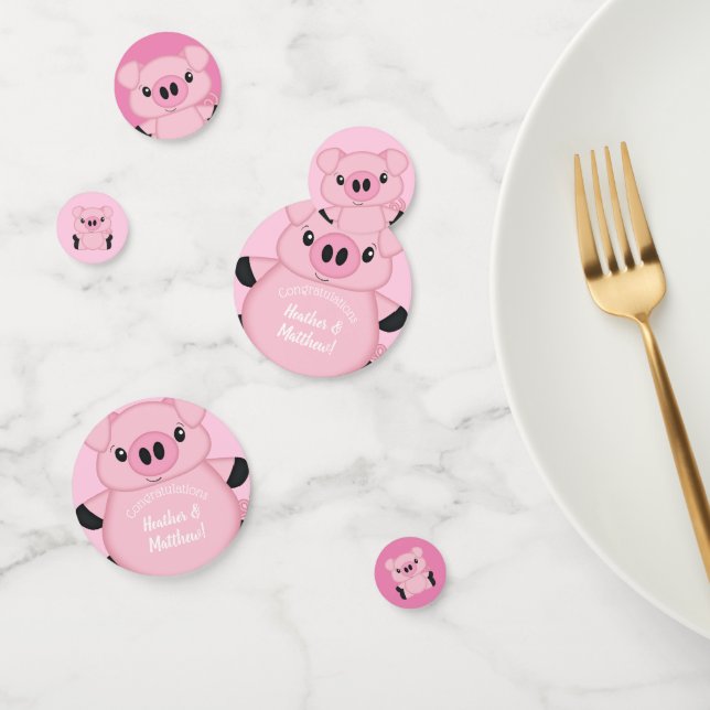 Pig Baby Shower Farm Pink Girl  Confetti (Group)