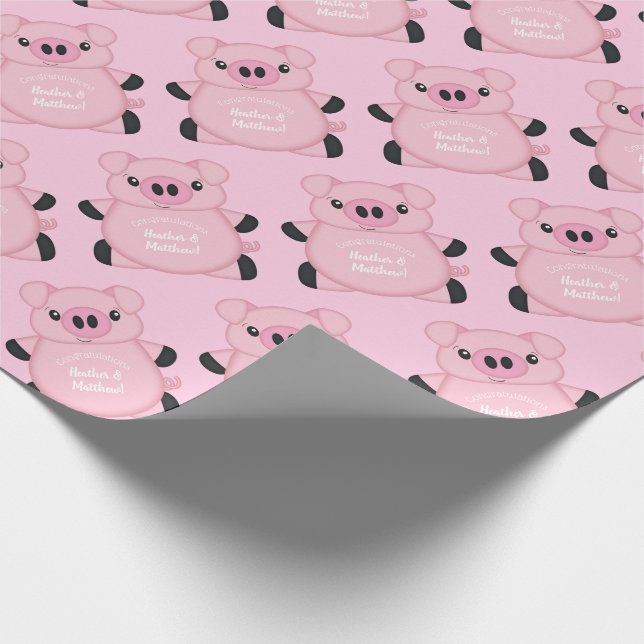 Pig Baby Shower Farm Pink Girl  Wrapping Paper (Corner)