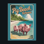 Pig Beach Bahamas Travel Art Vintage Postcard<br><div class="desc">Pig Beach retro vector travel design. Pig Beach,  located in the Exuma Cays of The Bahamas,  is famous for its adorable swimming pigs,  crystal-clear waters,  and stunning white sand beaches</div>