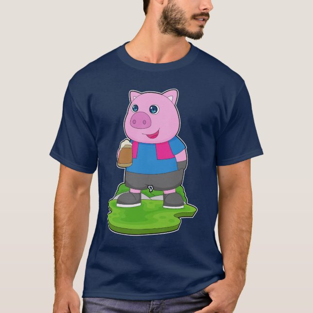 Pig Beer mug Beer T-Shirt (Front)