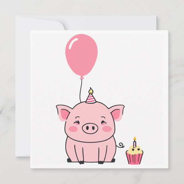 Pig birthday Card  (Front)